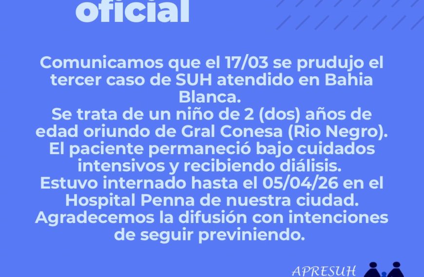 En marzo hubo dos casos de Síndrome Urémico Hemolítico