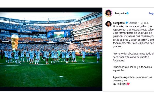 “Prometo dar todo para traer esta Copa de vuelta a Argentina”: el juramento de Nico Paz tras perder la final del Mundial