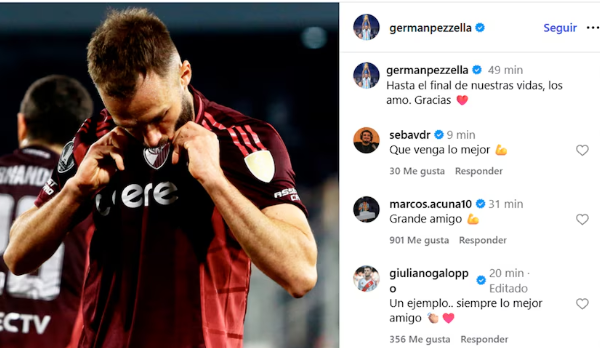 River Plate anunció la rescisión del contrato de Germán Pezzella