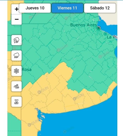 Alerta amarilla por vientos durante el mediodía y tarde del viernes