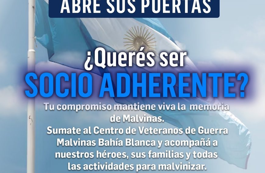El Centro de Veteranos de Guerra de Malvinas invita a sumarse como socio adherente